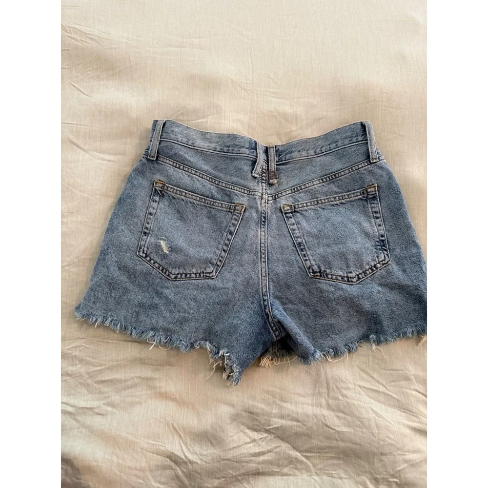 We The Free Free People Cindy Distressed Denim Shorts High Rise Frayed Cutoff - Picture 7 of 8